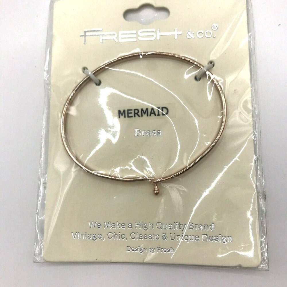 Rose Gold TONE Finished Mermaid Message Engraved Brass Bracelet FUN‎ NWT